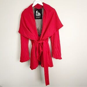 G.E.T EQUIPMENT GENERAL TECHNIQUE Women’s Red Cape Jacket Belted Size M **READ**